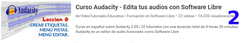 curso del software libre audacity en youtube